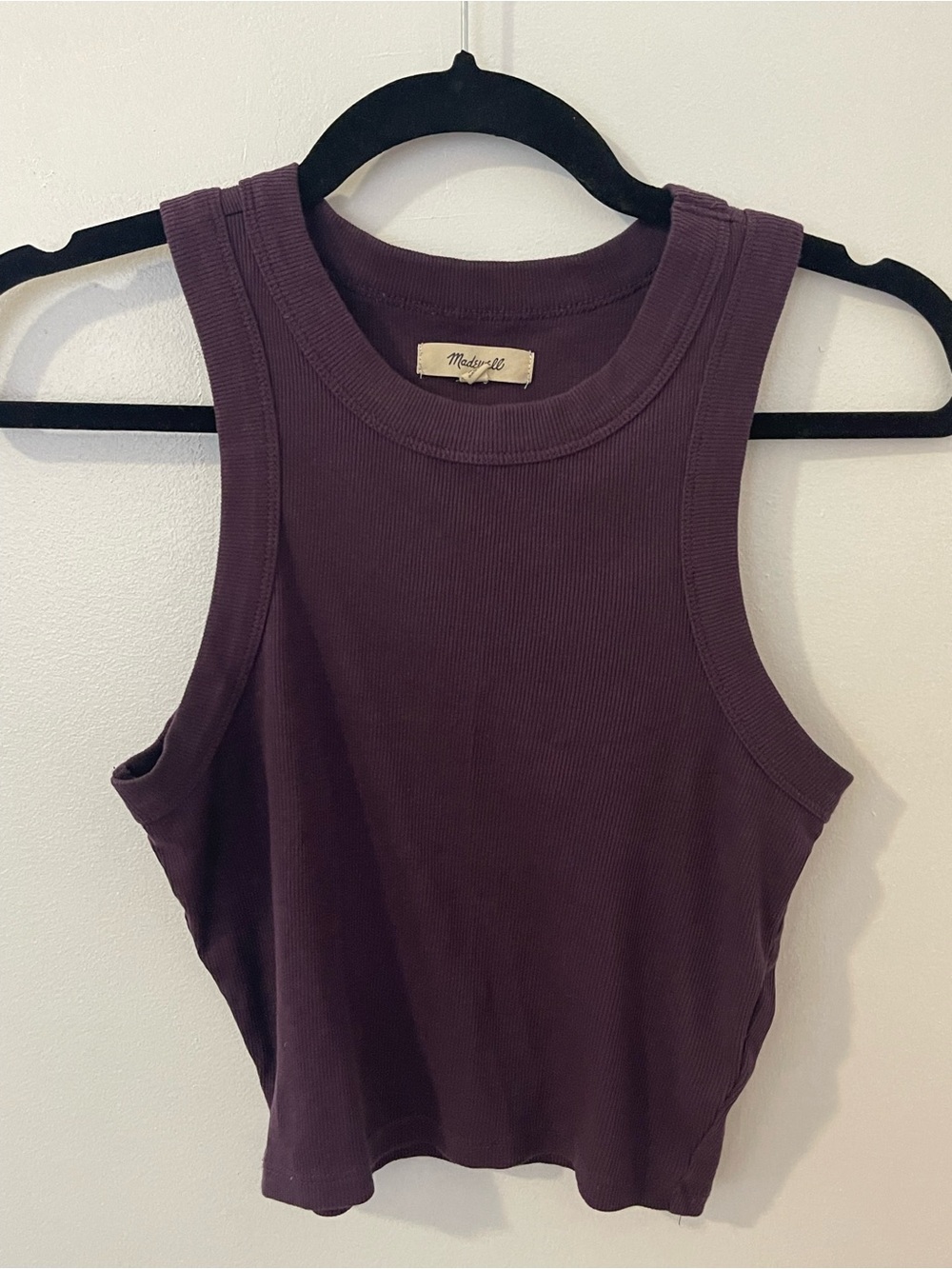 Madewell Plum Ribbed Cropped Tank Top